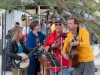 Local bluegrass ensemble, The Boulder Hoppers, (left to right) Theresa Walsh, Forest Walsh, Mark Ross, and Erik Kramer-Webb perform at the Climb Smart event, Joshua Tree, Calif. on Saturday, October 19, 2019.   The local Joshua Tree bluegrass ensemble includes owner/guides Kramer-Webb and T. Walsh from the California Climbing School. (Photo by Suzanne Steiner)