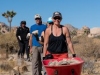 Climbers transport  rocks as part of the Climb Smart service project on Saturday, October 19, 2019 in Joshua Tree National Park, Calif.  The Climb Smart stewardship project, in partnership with the National Park, focuses on lining specific desired paths with rocks to discourage the creation of new use-paths in the heavily impacted area.  (Photo by Suzanne Steiner)